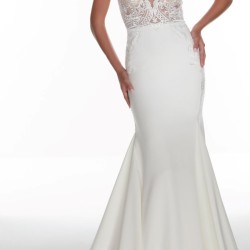 Lace top deep v fitted